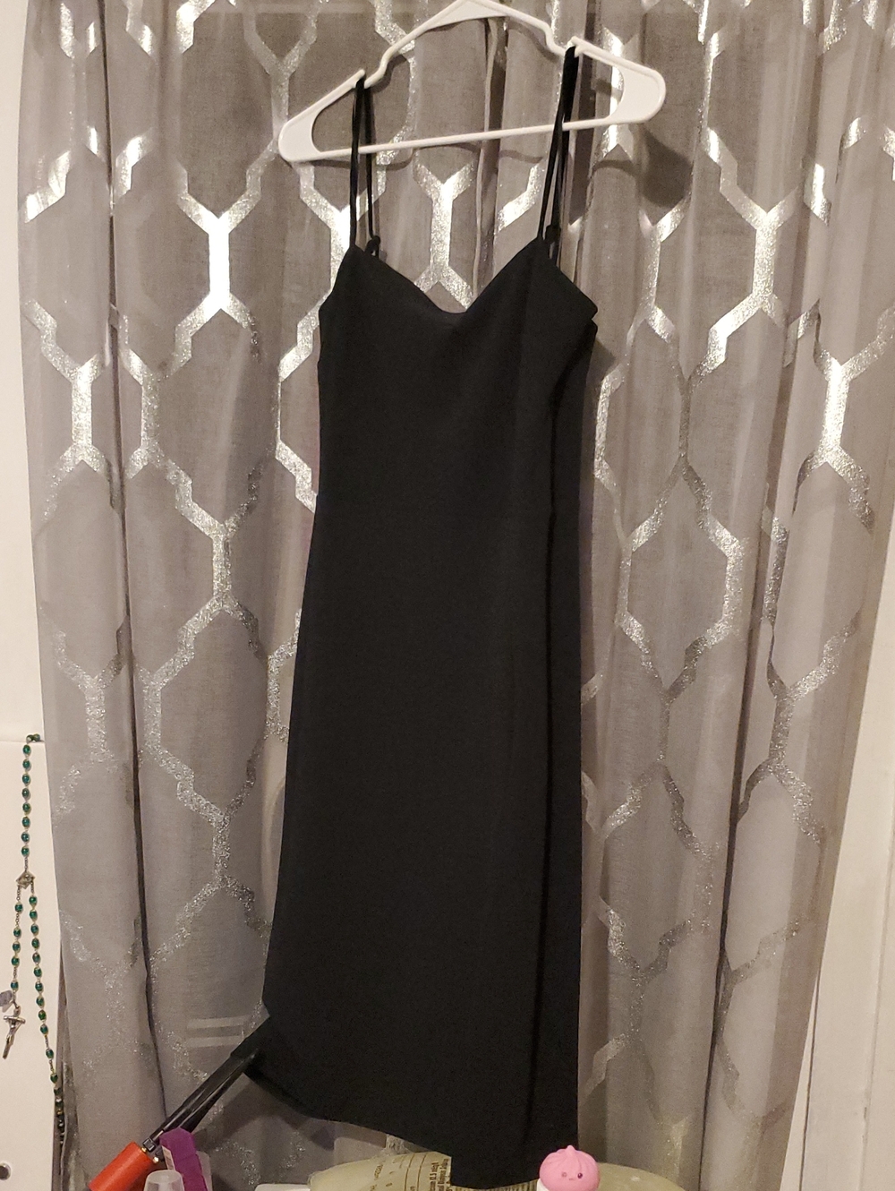 Express Black Midi Slip Dress with Spaghetti Straps